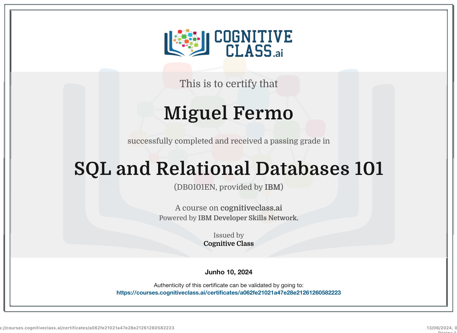 Certificado: SQL for Data Science