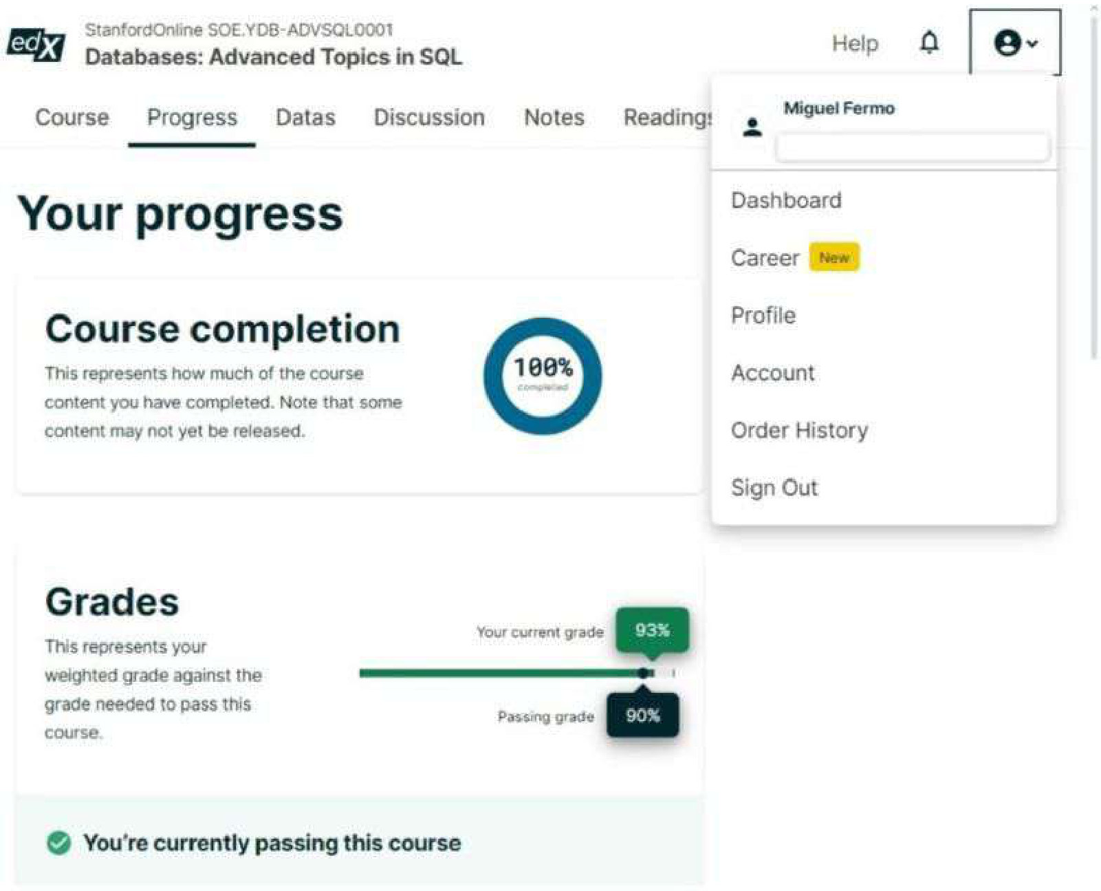Certificado: Databases – Advanced Topics in SQL
